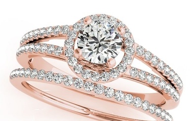 Natural 2.25 CTW Diamond Engagement Ring SET 14K Rose Gold