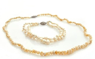 Natural Pearl Necklace with Bracelet