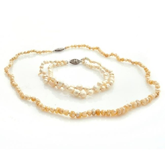 Natural Pearl Necklace with Bracelet