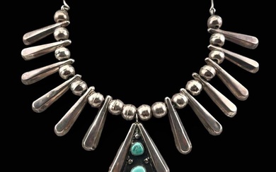Navajo Sterling Silver Pearl & Turquoise Necklace