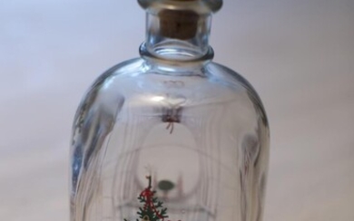 Nine painted glass Christmas schnapps bottles. Made at Holmegaard. H. 18 cm. (9)