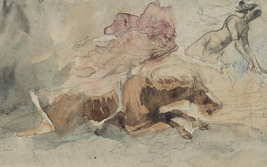 O. FABER DU FAUR (*1828), Riding death, Watercolor
