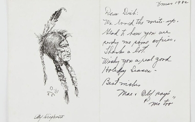 Olaf Wiegehorst Pen and Ink Portrait of Native American