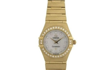 Omega Constellation Quartz K18 Solid Diamond Ladies Watch