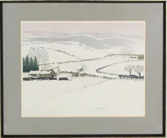 Original Coedwir Watercolor, Frame Scene in Winter