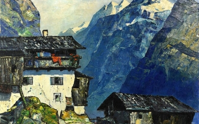 Oskar Mulley (1891 - 1949) PAESAGGIO olio su tela, cm 76x91,5 firma Provenienza Collezione privata,...