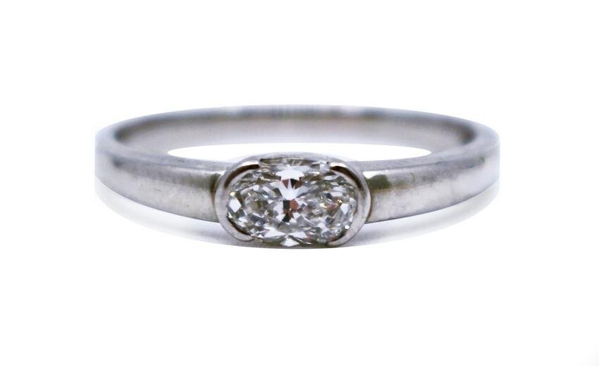 Oval Brilliant Cut 0.65 Carat Diamond Platinum Ring