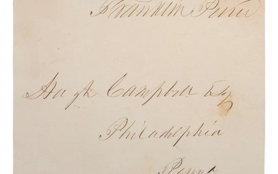 PIERCE, Franklin (1804-1869). Address panel with autograph free frank signed ("Franklin Pierce").