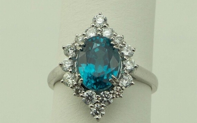 PLATINUM BLUE ZIRCON AND DIAMOND RING