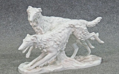 PORCELAIN STATUE RACING DOGS
