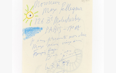 ◊ Pablo Picasso (1881-1973) Soleil au dessus de la mer, 1958