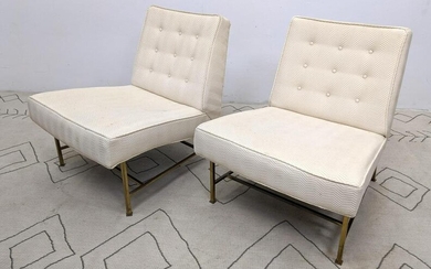 Pair DUNBAR Attributed Lounge Chairs. Rare form Armle