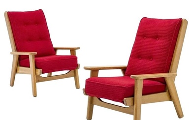 Pair French Mid-Century Modern Pierre Guariche Lounge / Arm Chairs France Export