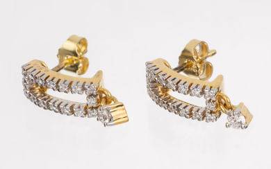 Pair of 18 kt gold brilliant-earrings , YG 750/000, 34...