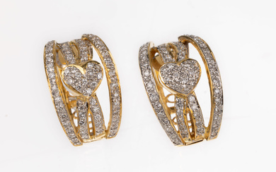 Pair of 18 kt gold brilliant-earrings , YG/WG 750/000, brilliants...