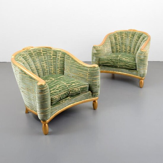 Pair of Andre Groult Gold Leaf Bergeres, Selected by