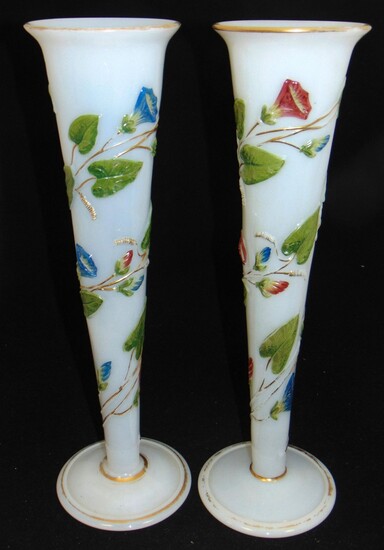 Pair of Baccarat Opaline glass vases