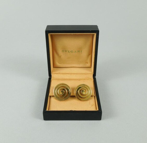 Pair of Bulgari 18K Gold Spiral Earrings.