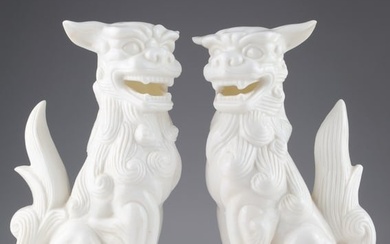Pair of Chinese Blanc de Chine Foo Dogs