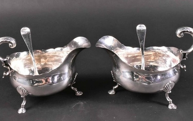 Pair of English George II Silver Sauceboats
