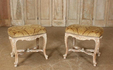 Pair of French Louis XV Style Carved Benches