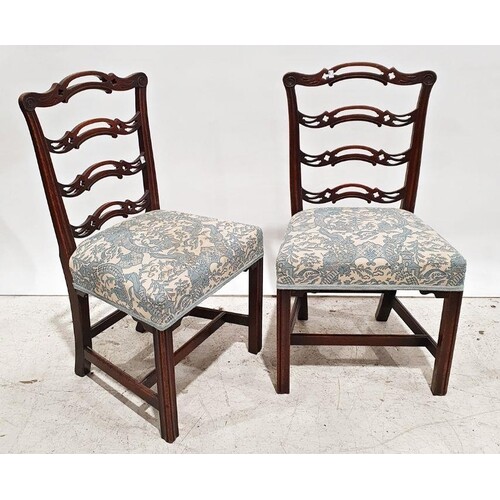 Pair of Georgian-style ladderback dining chairs with carved ...