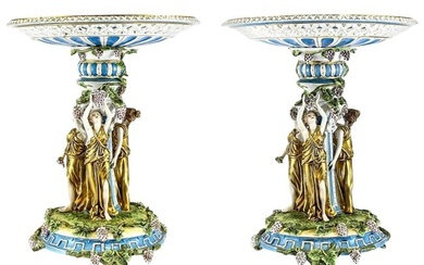 Pair of German Porcelain Bacchantes Tazza or Stand
