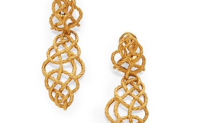 Pair of Gold Pendant-Earclips, Buccellati