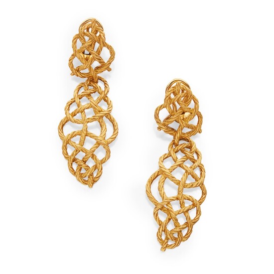Pair of Gold Pendant-Earclips, Buccellati