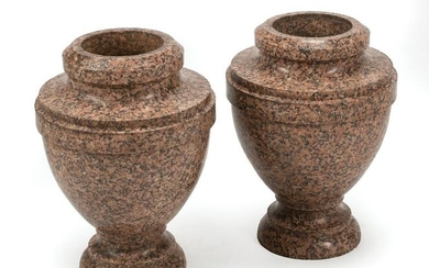 Pair of Italian Carved Granite Urns