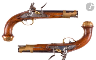 Pair of King's bodyguard flintlock pistols, 1st model,...