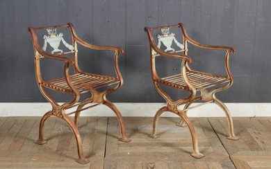 Pair of Schinkel Style Neoclassical Garden Chairs