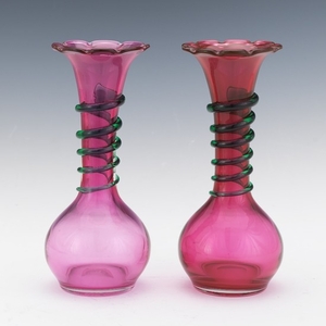 Pair of Signed Kralik Art Glass Vases