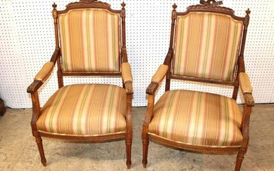 Pair of fancy French style decorator arm chairs