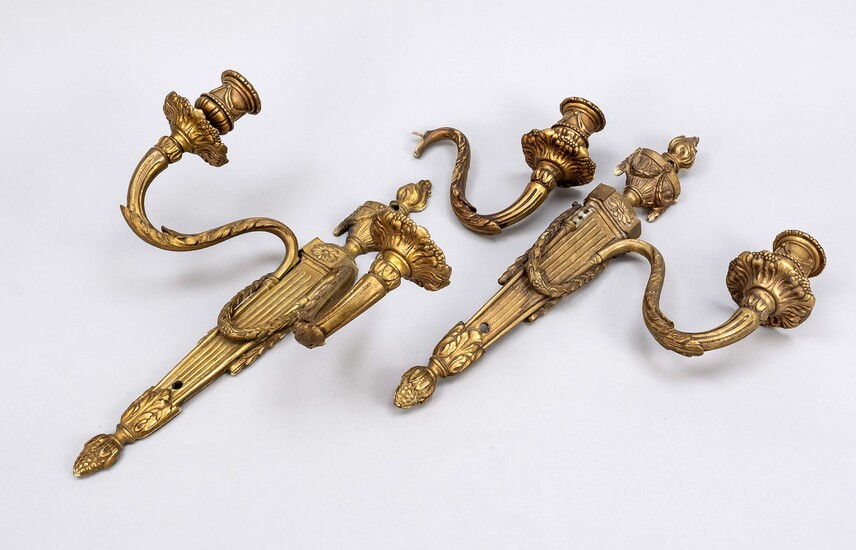 Pair of wall appliques, late 19th century, bronze