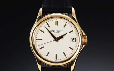 Patek Philippe 'Calatrava'. Men's watch in 18 kt. gold with light disc with date, approx. The 2000s
