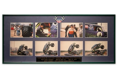 Paul Newman Driving "Grave Digger," Framed Collage of Eight Photographs