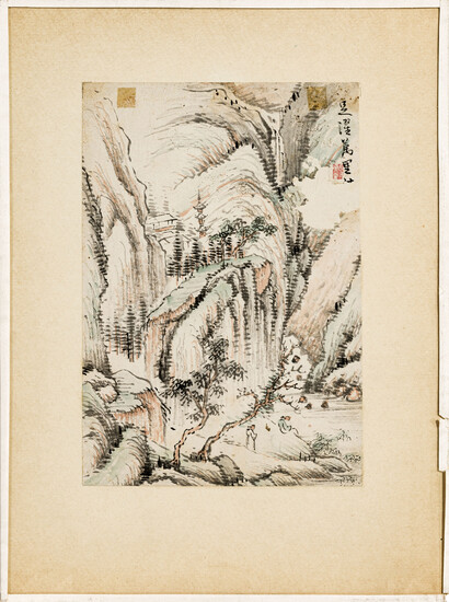 Paysage, peinture à l'encre sur papier, Chine, XXe s., 24x17 cm (à vue)Provenance: Collection Catherine Gide, héritage de Théo Van Rysse