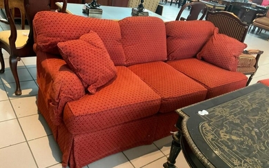 Pearson Upholstered Red Brocade Sofa