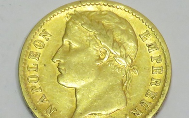 Pièce en or de 20 Francs "Napoléon-Empereur-Tête laurée" datée de 1813, Atelier A (Paris). Graveur...