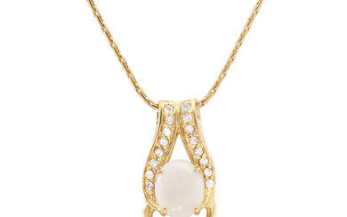 Plated 18KT Yellow Gold 3.00ct Opal and White Topaz Pendant...