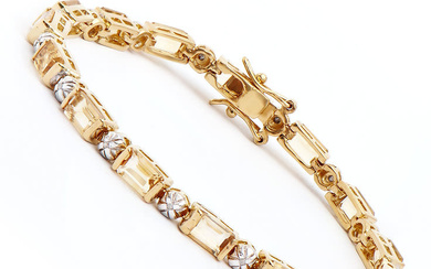 Plated 18KT Yellow Gold 8.54cts Citrine and Diamond Bracelet