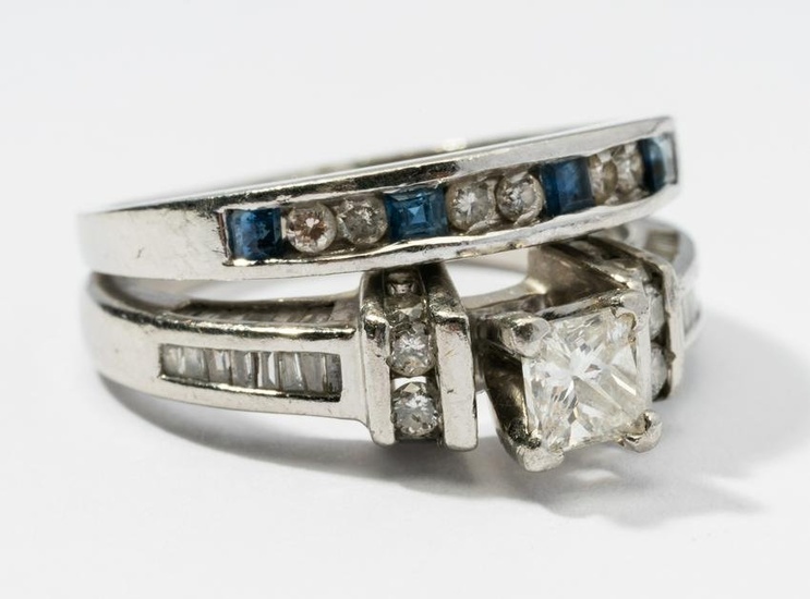 Platinum, Diamond and Sapphire Ring Set