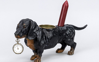 Pocket watch stand dachshund bronz