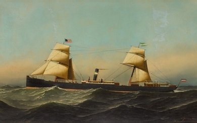 Portrait of the American Two-Masted Steamship Edam, Antonio Jacobsen