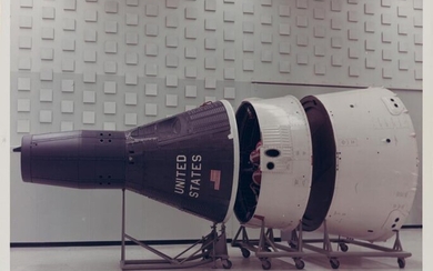[Project Gemini] The first two-man American spacecraft: sectionised model showing the three...