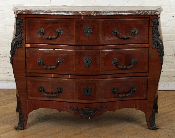 REGENCY STYLE BRONZE MOUNTED MARBLE TOP COMMODE