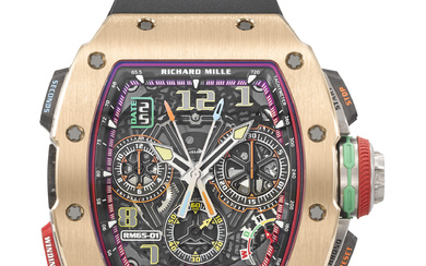 RICHARD MILLE. AN EXTREMELY RARE AND COMPLICATED 18K RED GOLD,...