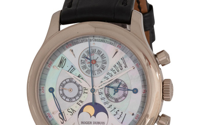 ROGER DUBUIS, 18K WHITE GOLD PERPETUAL CALENDAR CHRONOGRAPH 'HOMMAGE' WATCH