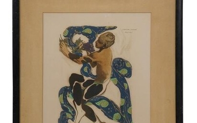 RUSSIAN LITHOGRAPH COSTUME DESIGN BY LEV BAKST